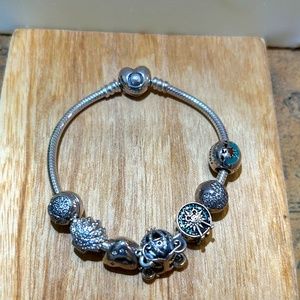 Pandora Bracelet with 7 Disney Charms